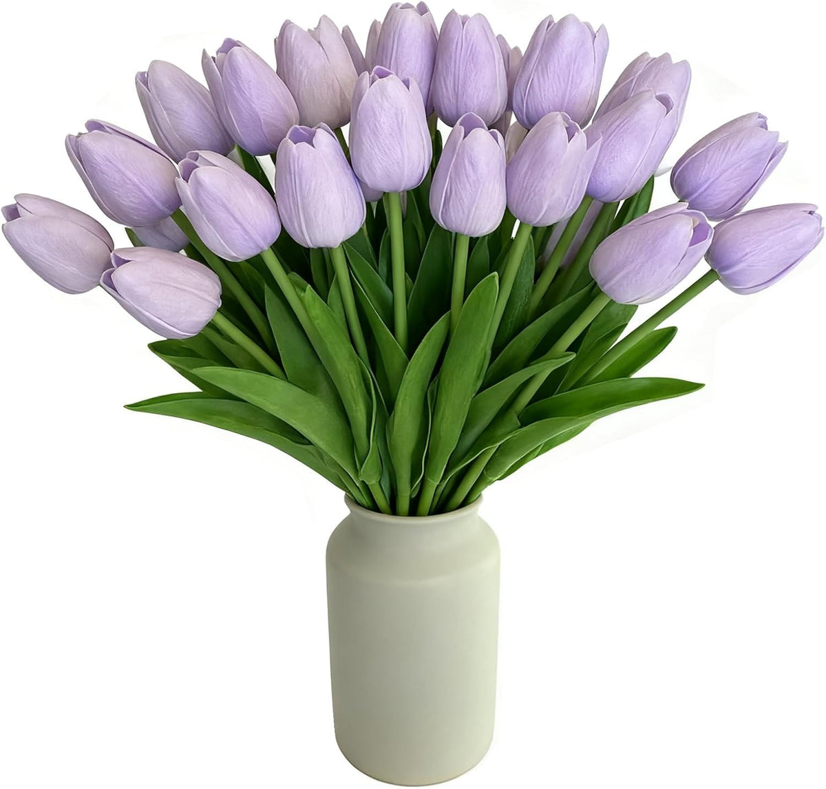 Pink Faux Tulips Real Touch (20 Pcs) - 13.5 Inch Premium PU Artificial Flowers for Mother's Day, Spring & Easter Home Decor, Wedding Bouquet